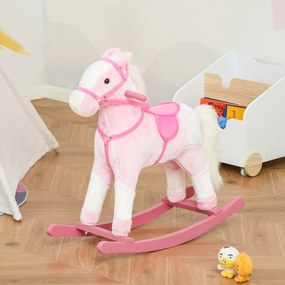 HomCom Cavalo de balanço para crianças acima de 3 anos cor rosa