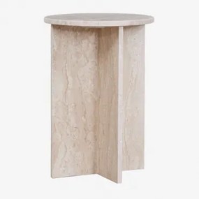 Mesa Lateral Redonda Ø35 Cm Em Mármore Mencia Mármore Creme Bege - Sklum