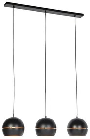 Candeeiro suspenso inteligente preto com interior dourado 3 luzes incluindo Wifi ST64 - Buell