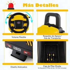 Andarilho carro de bombeiros para crianças com luzes, sirenes e música com arrumação debaixo do assento para crianças a partir dos 18 meses Amarelo