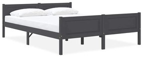 Estrutura de cama em pinho maciço 160x200 cm cinzento