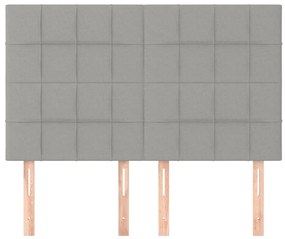 Cabeceira de cama 4 pcs tecido 72x5x78/88 cm cinzento-claro
