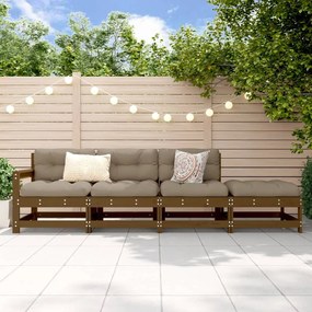 vidaXL 4 pcs conjunto lounge de jardim pinho maciço castanho-mel
