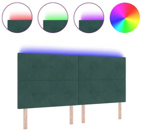 Cabeceira LED vidaXL Verde Escuro 100 cm Veludo