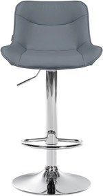 Banco alto em couro sintético com estrutura prateada 85-106 x 49 x 51 cm cinzento