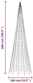 Árvore de Natal LED no mastro 1534 LEDs branco quente 500 cm