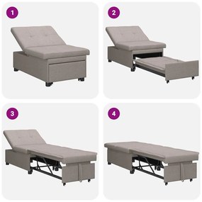 Sofá Cama 3 em 1 com Design Retrátil em Tecido Taupe