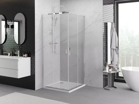 Mexen Exo-S Duo cabine de duche quadrada de correr 100 x 100 cm, transparente, cromada - 8111-100-100-01-00