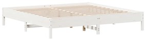 Cama sem colchão 200x200 cm madeira de pinho maciça branco