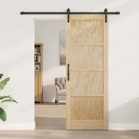 Porta Deslizante com Conjunto de Ferragens 78x211 cm Madeira Maciça de