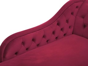 Chaise-longue à direita em veludo vermelho escuro NIMES Beliani