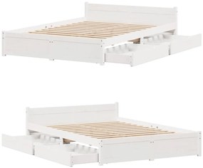 Cama sem colchão 140x200 cm madeira de pinho maciça branco