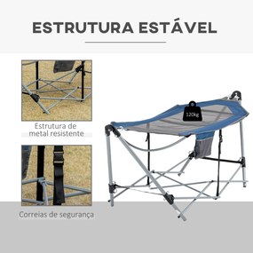 Outsunny Rede de Jardim com Suporte Dobrável com Cama de Tecido Oxford