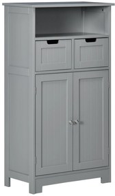 Kleankin Móvel de Banheiro com 2 Gavetas Compartimento Armário com Porta Prateleira Ajustável 60x30x109 cm Cinza | Aosom Portugal