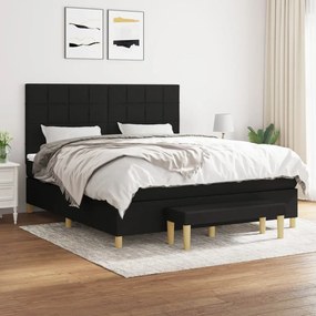 vidaXL Cama com molas/colchão 180x200 cm tecido preto