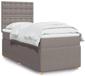 Cama com molas/colchão 90x190 cm tecido castanho-acinzentado