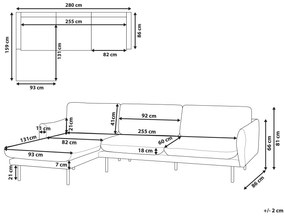 Sofá de canto em veludo azul à direita VINTERBRO Beliani