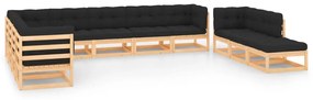 vidaXL 11 pcs conj. lounge jardim c/ almofadões antracite pinho maciço