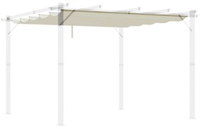 Outsunny Cobertura para Pérgola 2,5x2,55cm Teto de Substituição Retrátil para Pérgola com 10 Orifícios de Drenagem Creme | Aosom Portugal