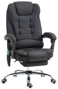 Vinsetto Cadeira de Escritório Direcional de Massagem Aquecida Altura Ajustável Encosto Reclinável Linho Preto | Aosom Portugal