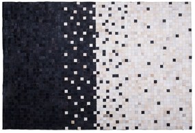 Tapete em pele genuína preta e creme 160 x 230 cm ERFELEK Beliani
