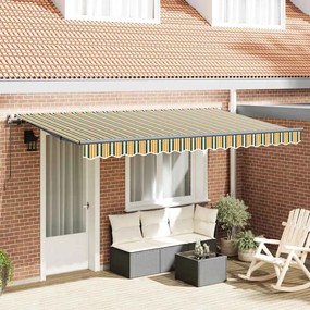 vidaXL Toldo Retrátil Manual Verde e Amarelo e Antracite