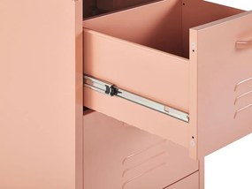 Cómoda com 3 gavetas em metal rosa pêssego WOSTOK Beliani