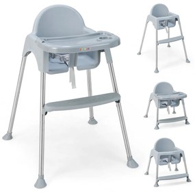 Cadeira alta conversível 4 em 1 para bebês com bandeja dupla removível - branca