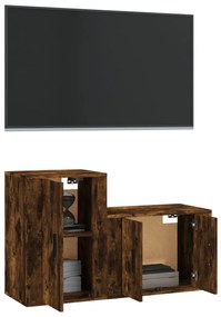 Conjunto móveis de TV 2pcs madeira processada carvalho fumado