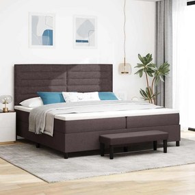 vidaXL Cama Box com colchão com cabeceira Castanho escuro 200 x 200 cm
