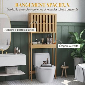 Móvel sobre a Sanita, 60 x 21,5 x 172 cm, Armário com 2 Portas, Bambu Natural