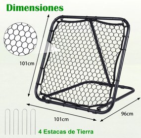 Baliza de Ressalto para Futebol, 101 x 96 x 101 cm, Inclinação Ajustável em 7 Níveis, Preto