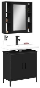 vidaXL 2 pcs conjunto móveis casa de banho derivados de madeira preto