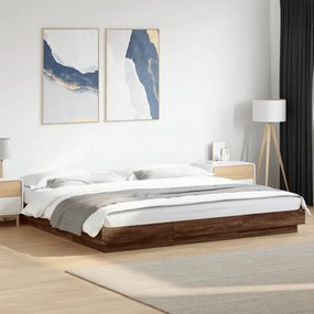 Estrutura cama c/ luzes LED derivados madeira carvalho castanho