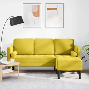 vidaXL Sofá em L Amarelo 173x131x67 cm Veludo