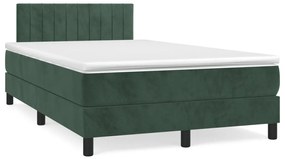 Cama boxspring com colchão 120x190 cm veludo verde-escuro