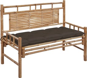 vidaXL Banco de jardim com almofadão 120 cm bambu