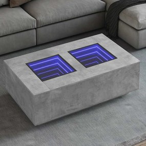 vidaXL Mesa de centro luzes LED Infinity 116x69x40 cm cinzento cimento