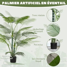 Planta artificial de interior com 170 cm, palmeira artificial com vaso de plástico e acabamento flocado, verde