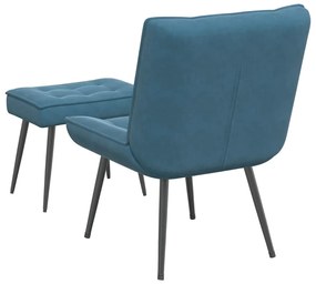 Cadeira de descanso com banco veludo azul