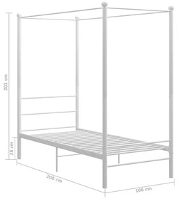 Estrutura de cama com dossel 100x200 cm metal branco