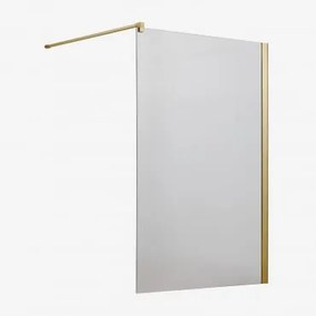 Mampara De Duche Fixa Com Vidro Temperado De 8 Mm E Alumínio Bristol Transparente & 120 X 195 Cm & Dourado Escovado - Sklum