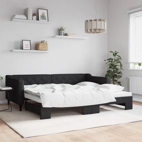 vidaXL Sofá-cama com gavetão 90x200 cm tecido preto