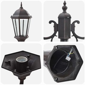 Poste de Luz de Jardim 2-Lâmpada E27 Bronze 235 cm Alumínio