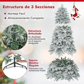 Árvore de Natal artificial com neve artificial, 210 cm, com 160 bolinhas brilhantes, luzes LED (DECORAÇÕES NÃO INCLUIDAS), 806 pontas de ramos, 8 modo