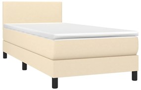 Cama box spring c/ colchão e LED 80x200 cm tecido cor creme