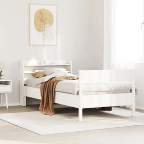 Cama sem colchão 90x200 cm madeira de pinho maciça branco
