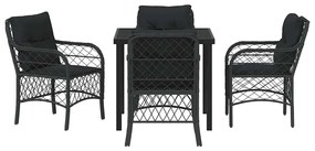 Conjunto de Jantar de Jardim com 5 Peças e Almofadas de Rattan e Polié