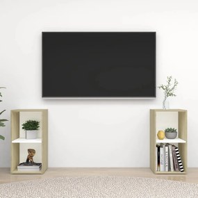 Móveis de TV 2 pcs 72x35x36,5cm contrap. branco/carvalho sonoma