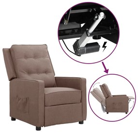 vidaXL Poltrona elevatória tecido cinzento-acastanhado